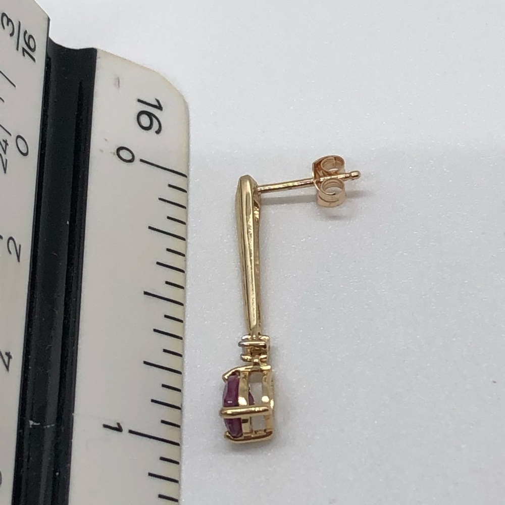 14k gold ruby and diamond drop earrings, NWT.